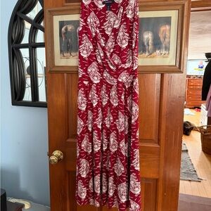 Lands' End Red and White Maxi Dress